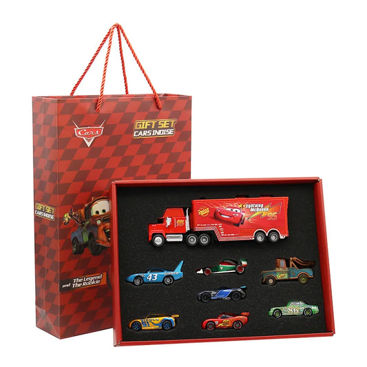 8/13/15 piezas Disney Pixar Cars caja de regalo de metal fundido a presión Rayo McQueen modelo de coche de juguete Jackson Uncle Truck niño cumpleaños juguetes