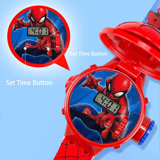 2025 Nuevos Relojes de Proyección 3D Spiderman para Niños Frozen Elsa Niñas Reloj Digital Escuela Estudiante Regalo Relogio infantil