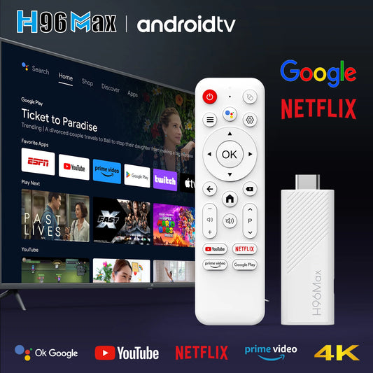 2025 H96Max H313 TV Stick 4K, Android TV 14, WiFi 6 Portable Streaming Media, Quad Core ARM Cortex A53, Netflix Smart TV Dongle