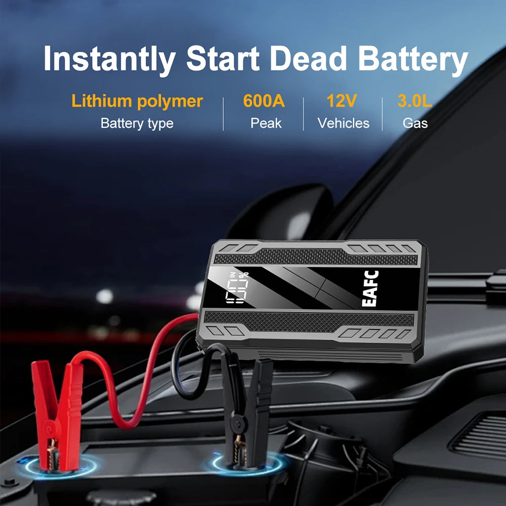Arrancador de batería portátil EAFC 2000A para coche, 12 V, dispositivo de arranque auxiliar para diésel y gasolina.