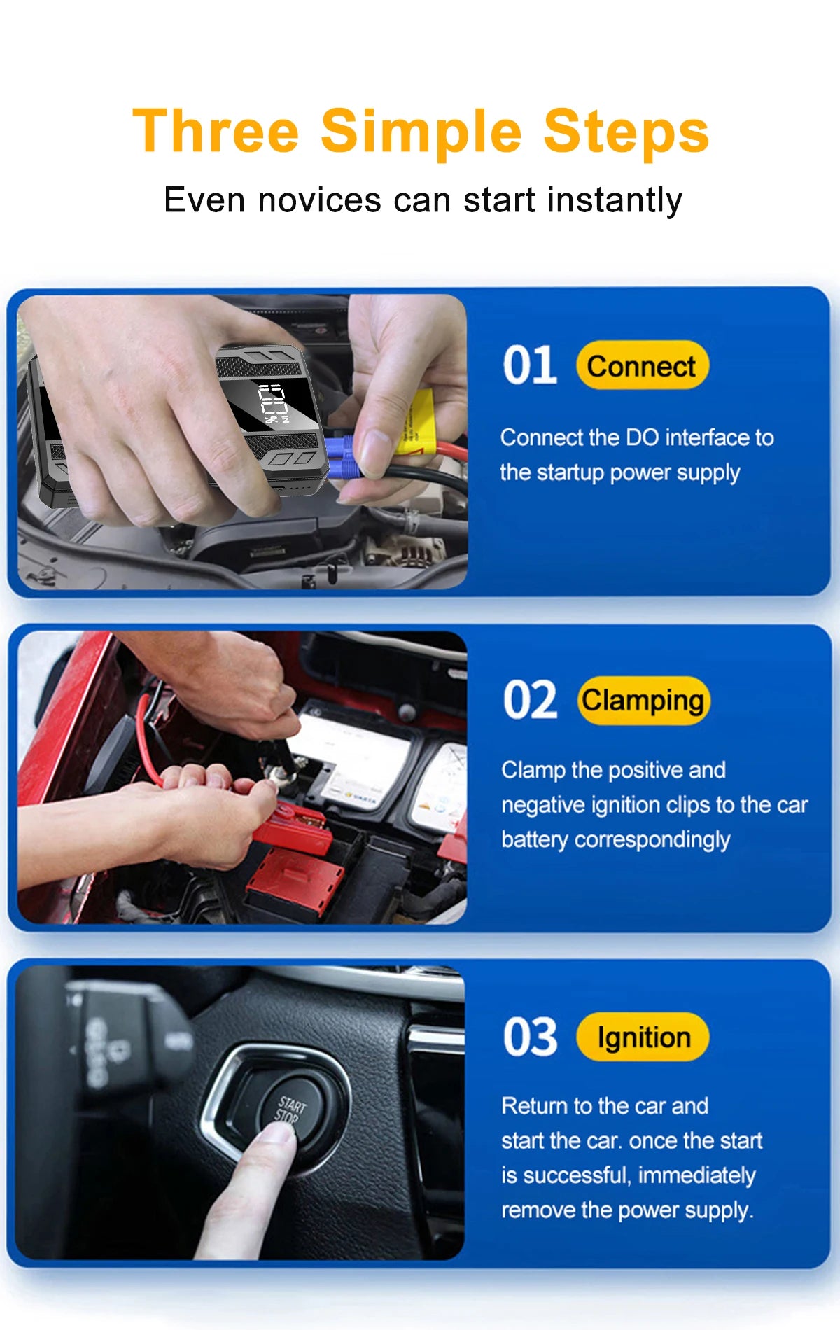 Arrancador de batería portátil EAFC 2000A para coche, 12 V, dispositivo de arranque auxiliar para diésel y gasolina.