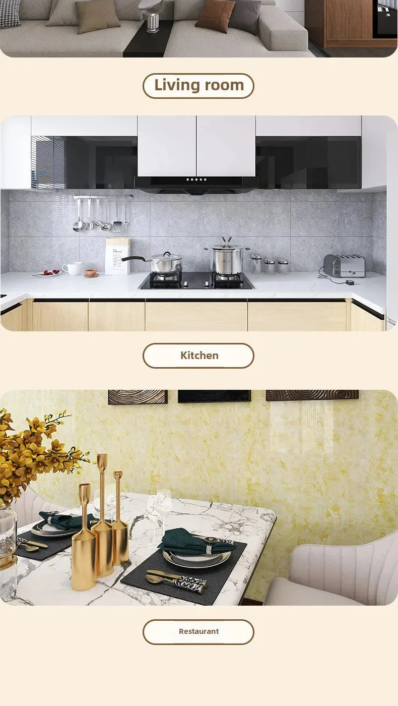 10-50 pegatinas de pared de PVC de mármol autoadhesivas para azulejos gruesos, pegatinas impermeables para suelo de baño, cocina, decoración del hogar