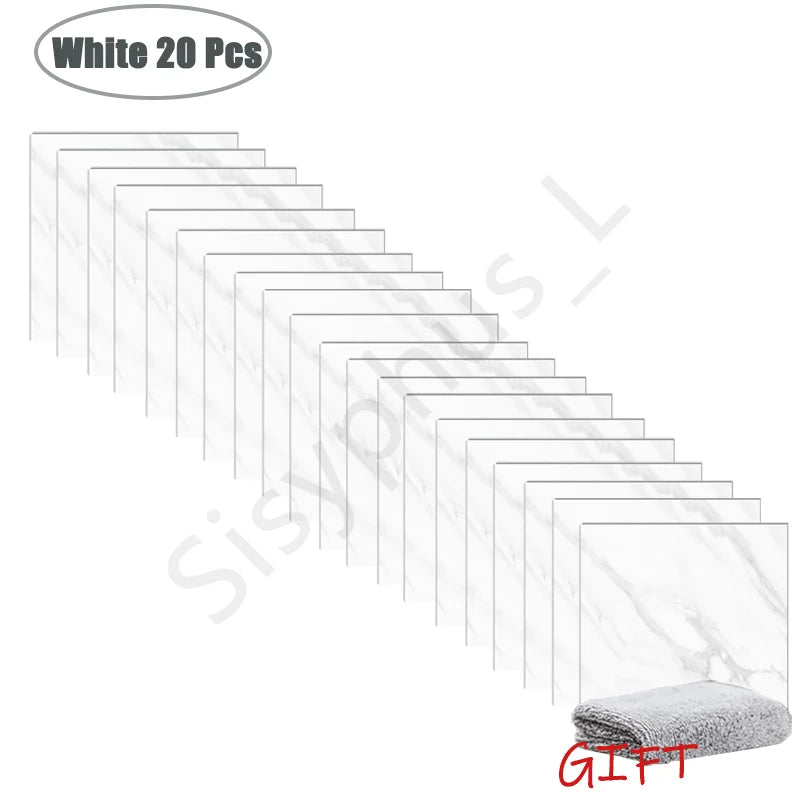 10-50 pegatinas de pared de PVC de mármol autoadhesivas para azulejos gruesos, pegatinas impermeables para suelo de baño, cocina, decoración del hogar