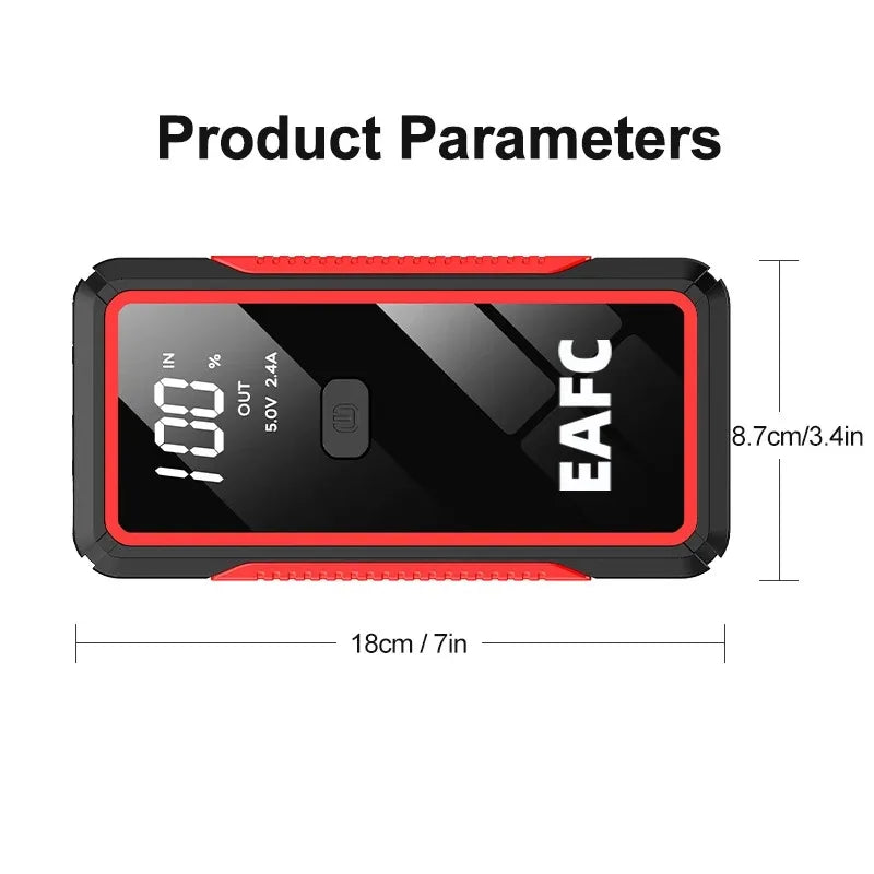 Arrancador de batería portátil EAFC 2000A para coche, 12 V, dispositivo de arranque auxiliar para diésel y gasolina.