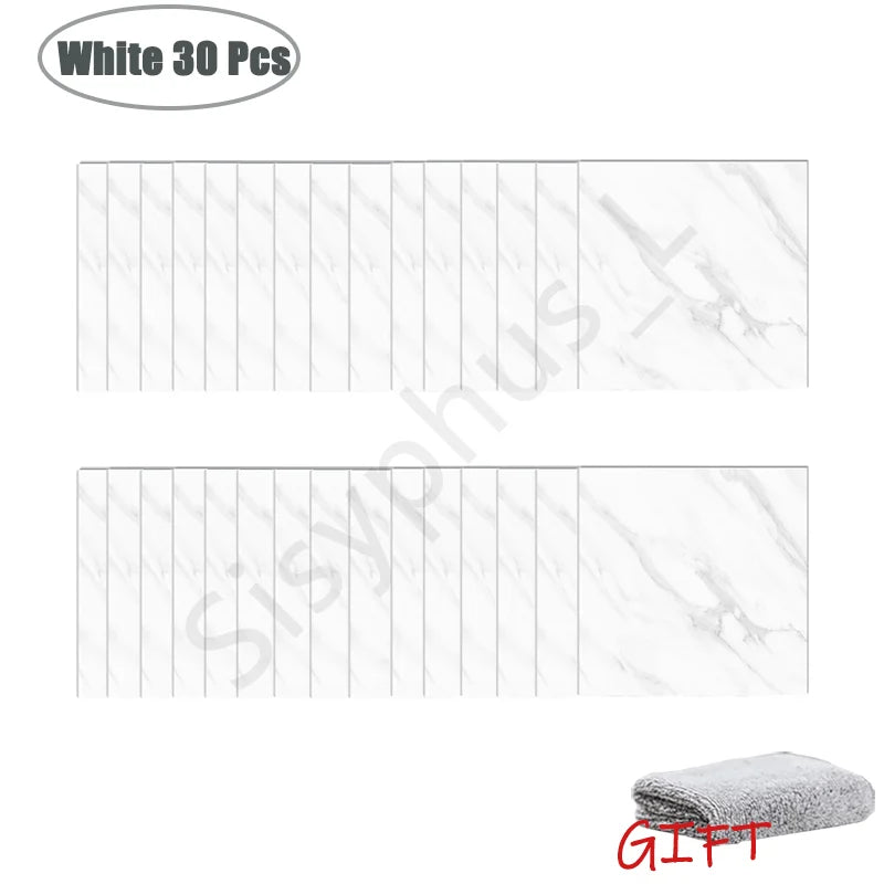 10-50 pegatinas de pared de PVC de mármol autoadhesivas para azulejos gruesos, pegatinas impermeables para suelo de baño, cocina, decoración del hogar
