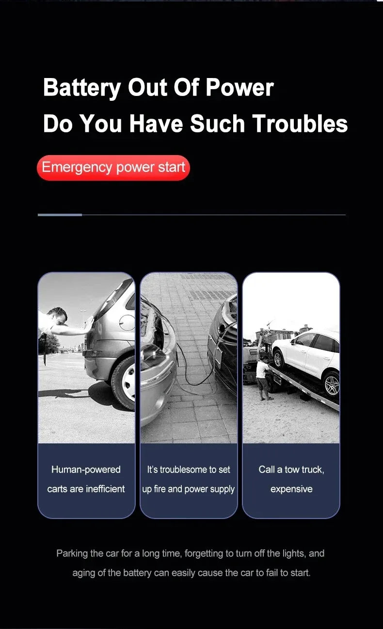 Arrancador de batería portátil EAFC 2000A para coche, 12 V, dispositivo de arranque auxiliar para diésel y gasolina.