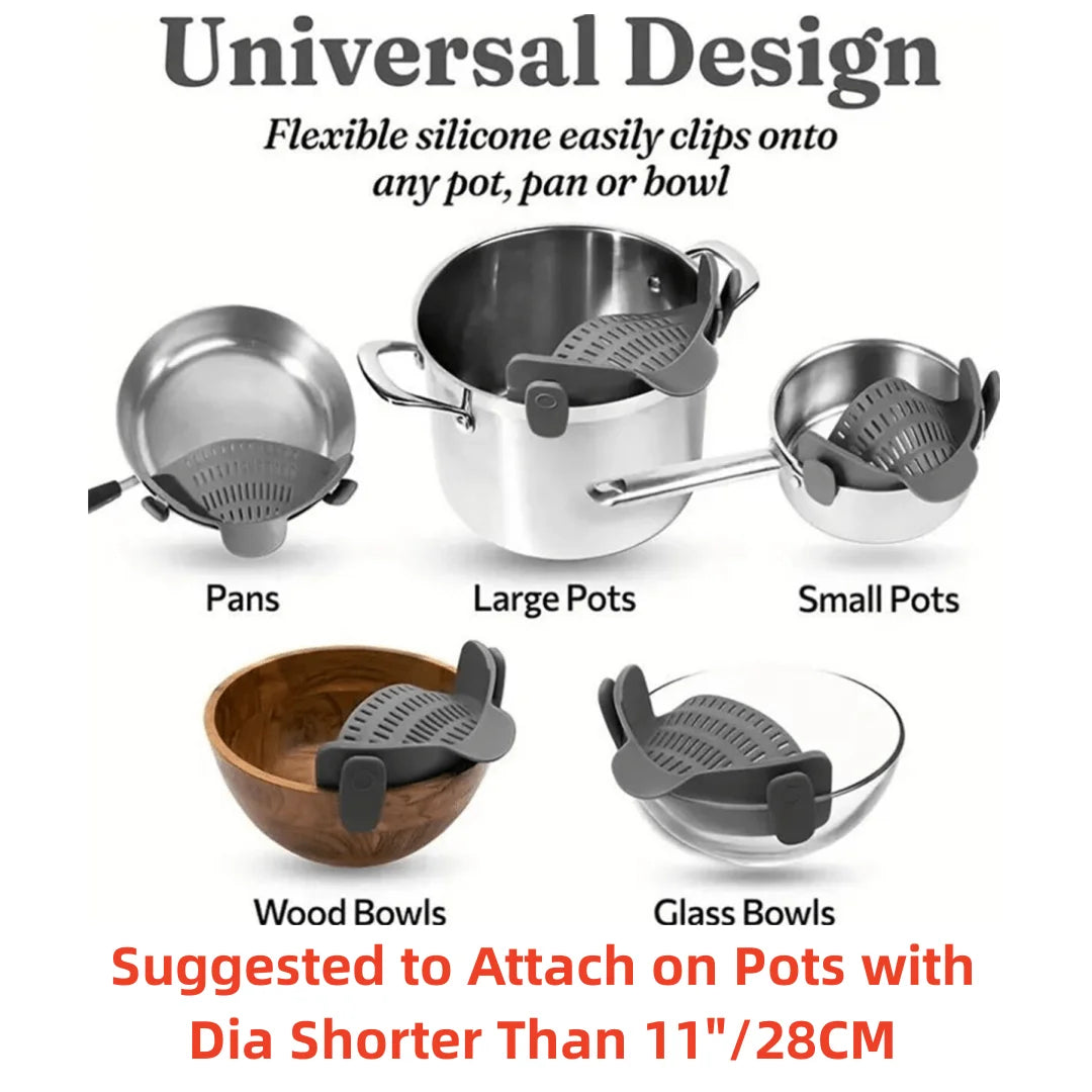 1 colador ajustable con clip para ollas, sartenes y cuencos.