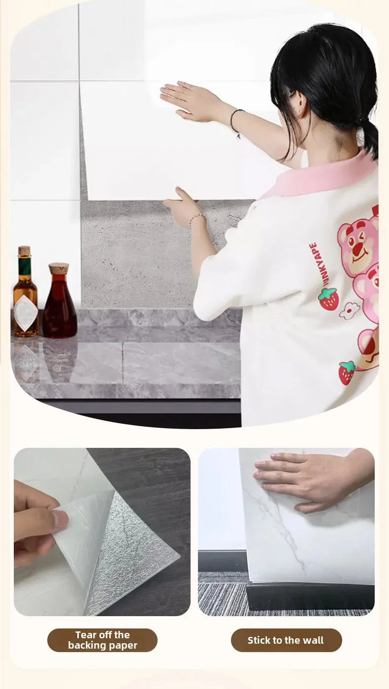 10-50 pegatinas de pared de PVC de mármol autoadhesivas para azulejos gruesos, pegatinas impermeables para suelo de baño, cocina, decoración del hogar