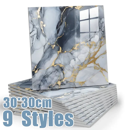 10-50 piezas de azulejos de cerámica 3D de imitación de mármol para renovación de pared, adhesivos decorativos, impermeables, autoadhesivos, papel tapiz Homeelf-adhesivo