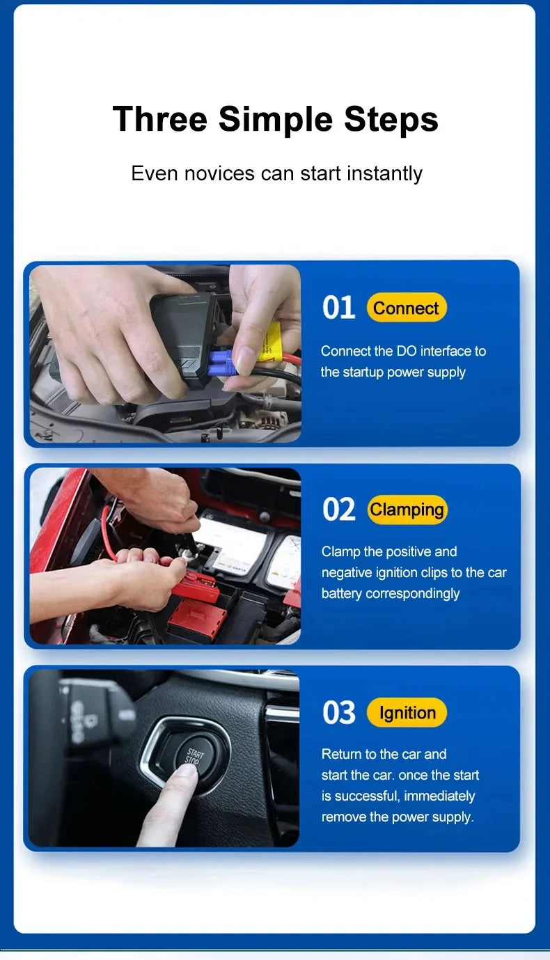 Arrancador de batería portátil EAFC 2000A para coche, 12 V, dispositivo de arranque auxiliar para diésel y gasolina.