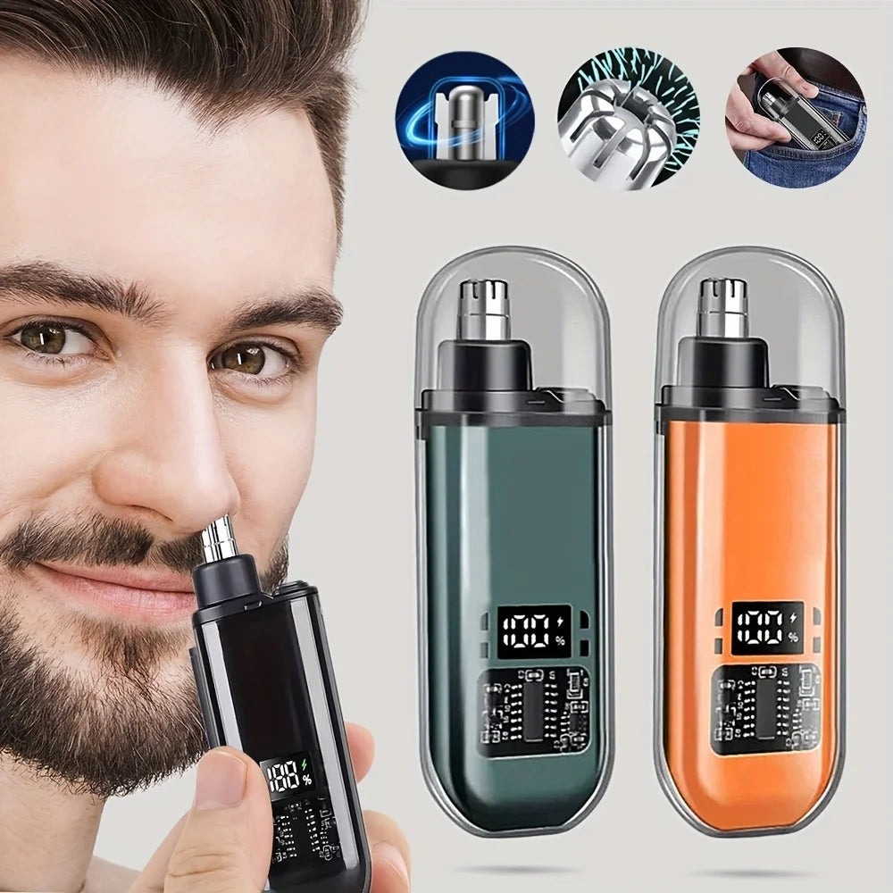 Adecuado para hombres, recortador de vello de nariz y orejas con carga USB, cortador de vello de nariz eléctrico portátil, diseño mini compacto, carga rápida