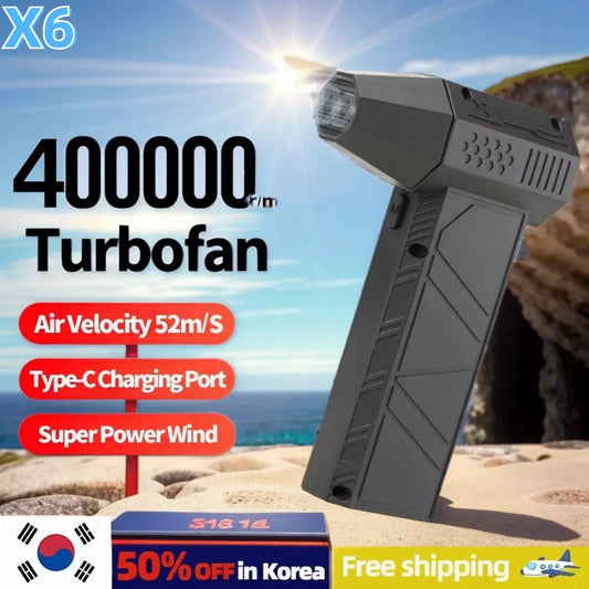 Aspiradora potente con ventilador de 400.000 RPM y carga tipo C, vientos fuertes de 53 m/s, turbocompresor sin escobillas. ﻿