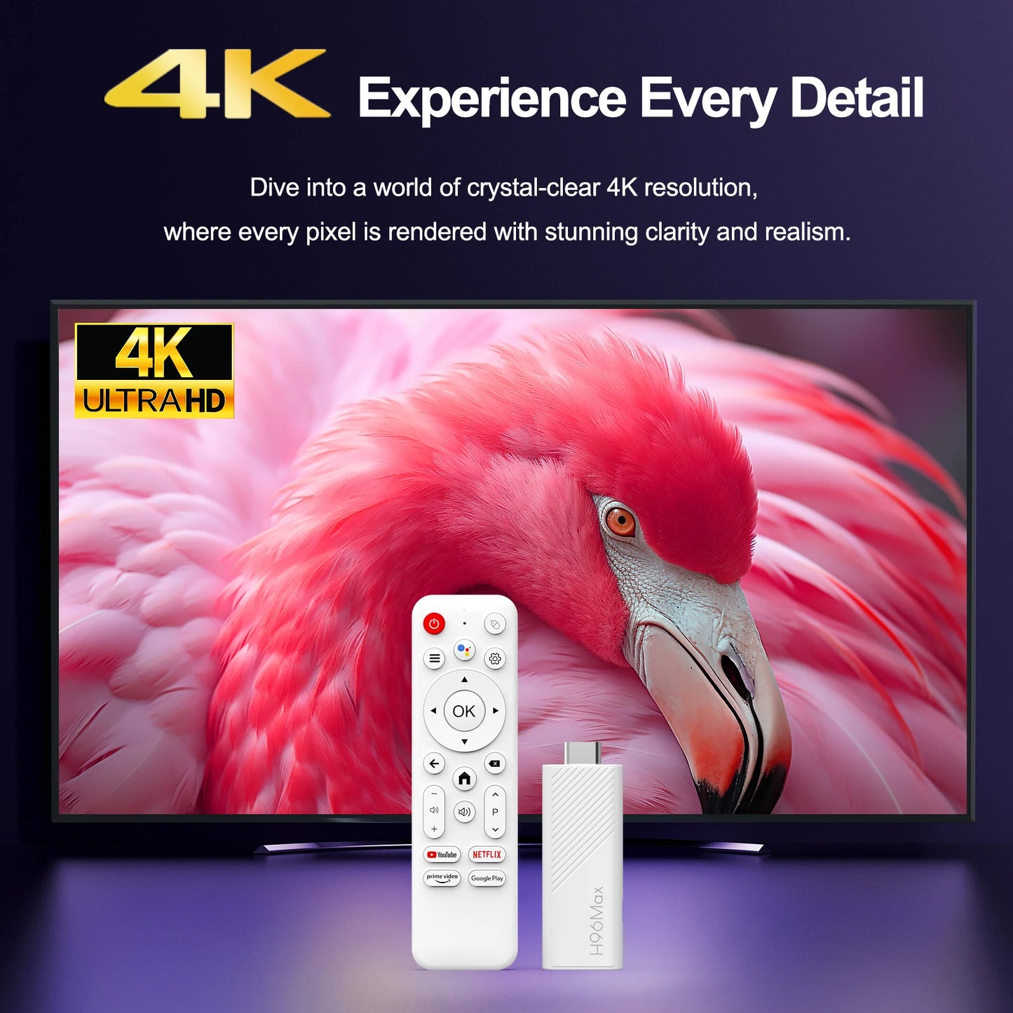 2025 H96Max H313 TV Stick 4K, Android TV 14, WiFi 6 Portable Streaming Media, Quad Core ARM Cortex A53, Netflix Smart TV Dongle