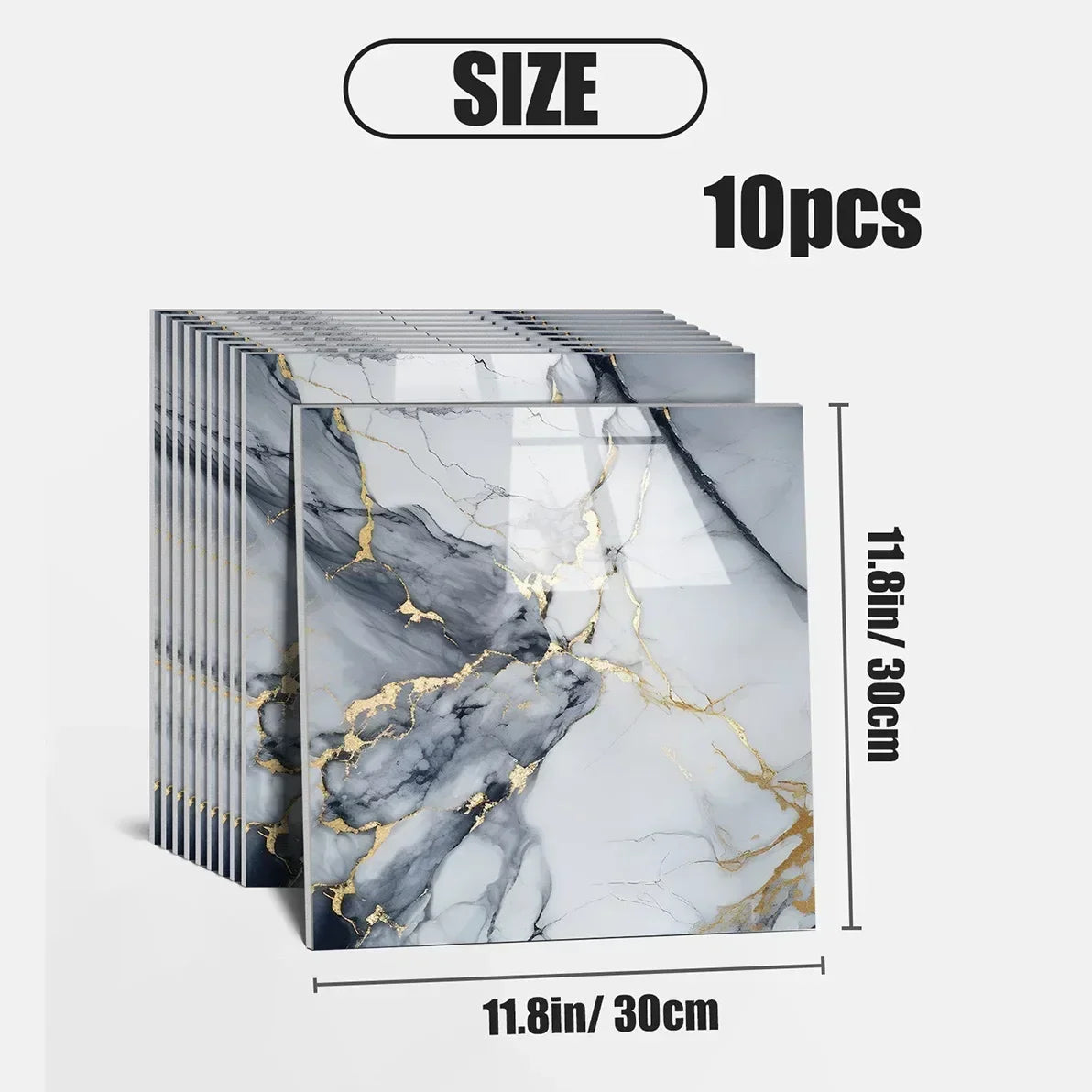 10-50 piezas de azulejos de cerámica 3D de imitación de mármol para renovación de pared, adhesivos decorativos, impermeables, autoadhesivos, papel tapiz Homeelf-adhesivo
