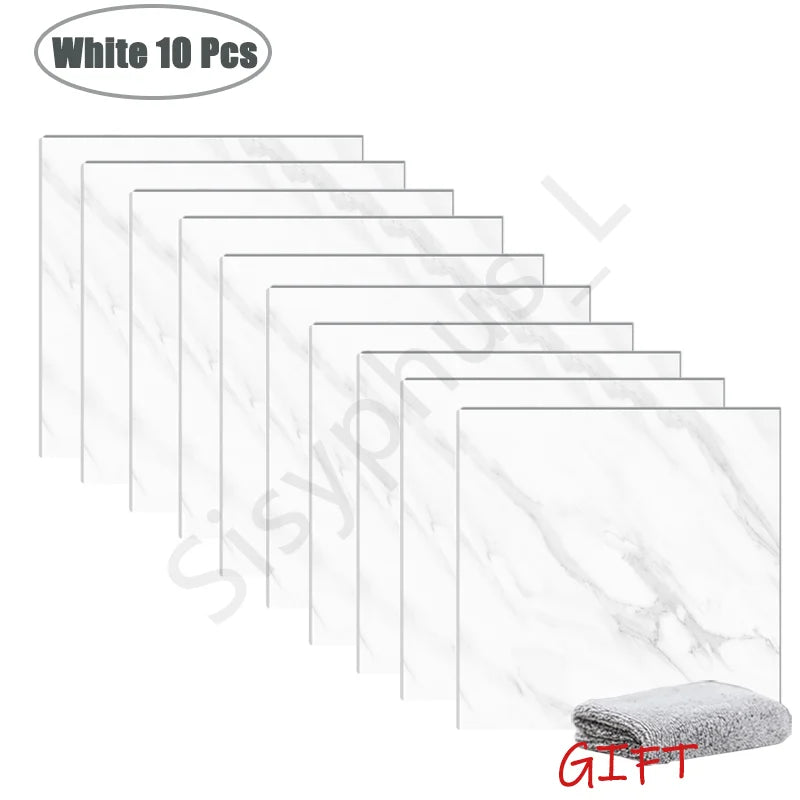 10-50 pegatinas de pared de PVC de mármol autoadhesivas para azulejos gruesos, pegatinas impermeables para suelo de baño, cocina, decoración del hogar