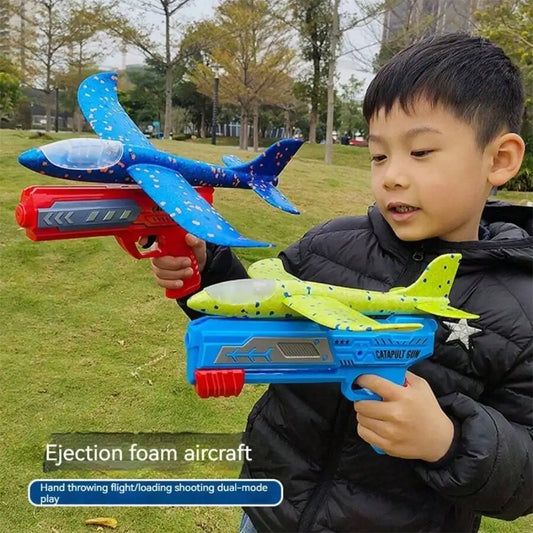 Aviones catapulta para niños, aviones de espuma, planeadores, juguetes voladores para disparar al aire libre entre padres e hijos (paquetes de accesorios disponibles por separado)