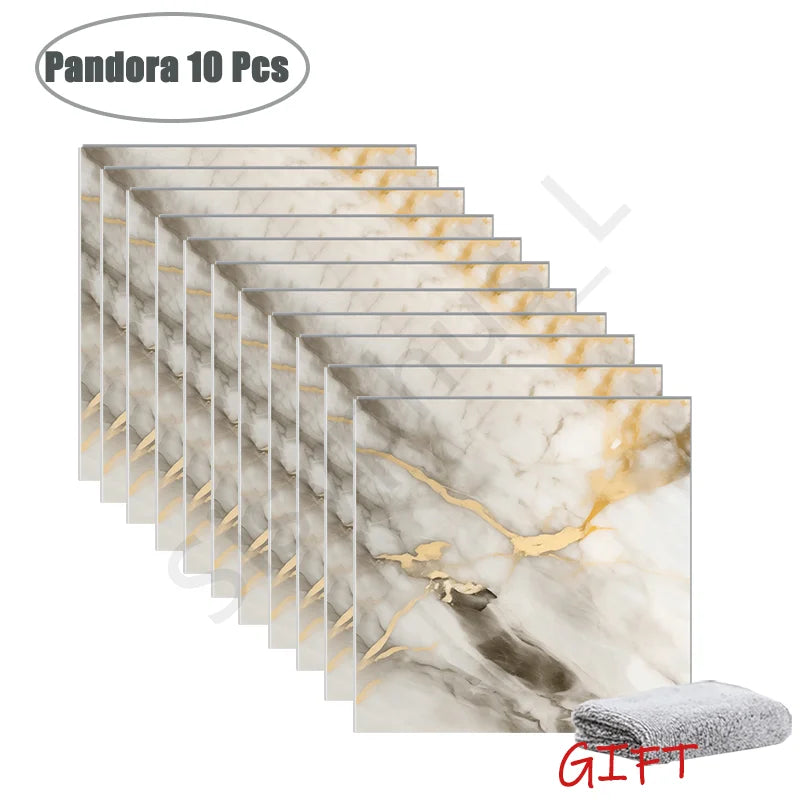 10-50 pegatinas de pared de PVC de mármol autoadhesivas para azulejos gruesos, pegatinas impermeables para suelo de baño, cocina, decoración del hogar