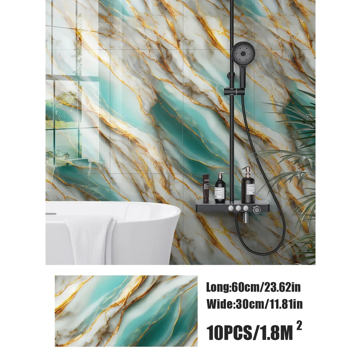 10-50 piezas de azulejos de cerámica 3D de imitación de mármol para renovación de pared, adhesivos decorativos, impermeables, autoadhesivos, papel tapiz Homeelf-adhesivo