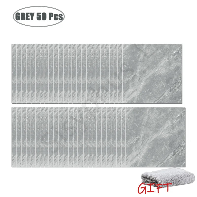 10-50 pegatinas de pared de PVC de mármol autoadhesivas para azulejos gruesos, pegatinas impermeables para suelo de baño, cocina, decoración del hogar